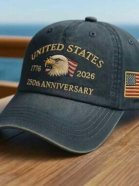 250th Anniversary Commemorative Hat Men Patriotic Adjustable Navy Blue Color USA